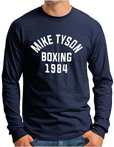 OM3® Mike Tyson 1984 Langarm Shirt | Herren | Boxing Heavyweight Gym KO Fight Legend Boxer | Navy, M von OM3