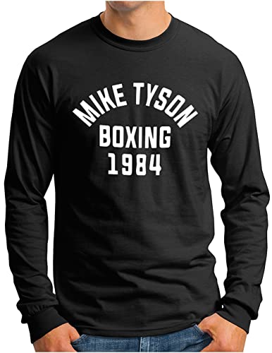 OM3® Mike Tyson 1984 Langarm Shirt | Herren | Boxing Heavyweight Gym KO Fight Legend Boxer | Schwarz, L von OM3