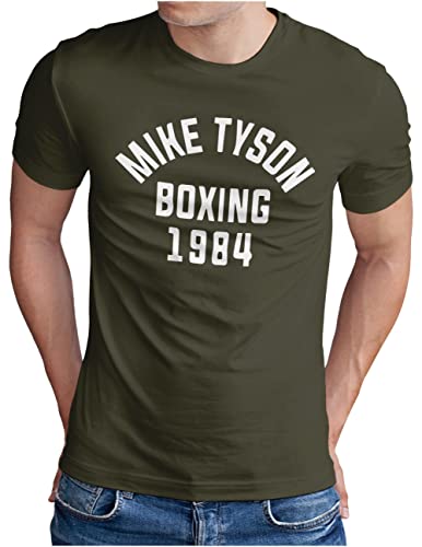 OM3® Mike Tyson 1984 T-Shirt | Herren | Boxing Heavyweight Gym KO Fight Legend Boxer | Oliv-WS, XL von OM3