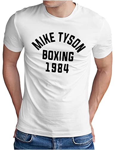 OM3® Mike Tyson 1984 T-Shirt | Herren | Boxing Heavyweight Gym KO Fight Legend Boxer | Weiß, XL von OM3