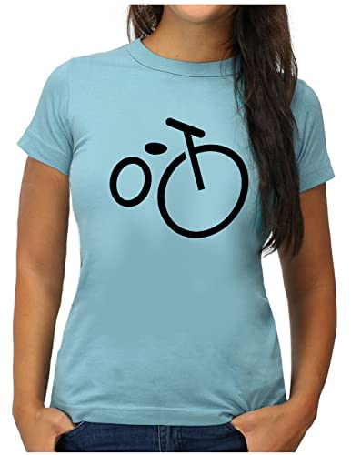 OM3® Minimalistic Bicycle Fahrrad T-Shirt - Damen - Rad Bike Radsport Radfahrer - S, Hellblau von OM3