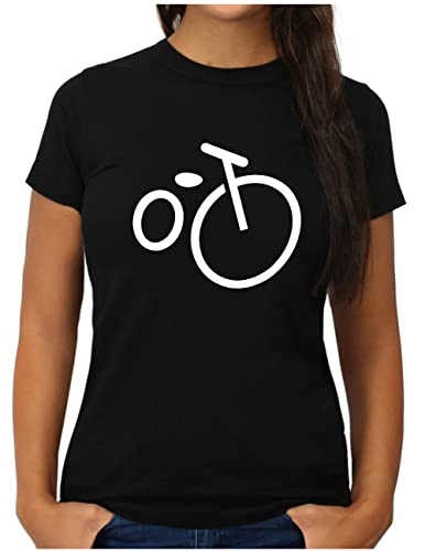 OM3® Minimalistic Bicycle Fahrrad T-Shirt - Damen - Rad Bike Radsport Radfahrer - XL, Schwarz von OM3