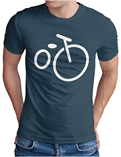 OM3® Minimalistic Bicycle Fahrrad T-Shirt | Herren | Rad Bike Radsport Radfahrer | Denim, L von OM3