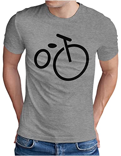 OM3® Minimalistic Bicycle Fahrrad T-Shirt | Herren | Rad Bike Radsport Radfahrer | Grau Meliert, M von OM3