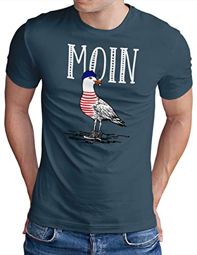 OM3® Moin Möwe T-Shirt | Herren | Slogan Spruch Meer Küste Statement | Denim, L von OM3