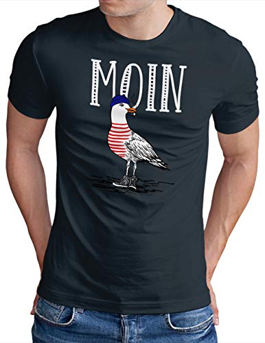 OM3® Moin Möwe T-Shirt | Herren | Slogan Spruch Meer Küste Statement | Navy, 3XL von OM3