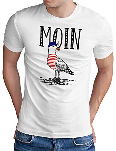 OM3® Moin Möwe T-Shirt | Herren | Slogan Spruch Meer Küste Statement | Weiß, S von OM3