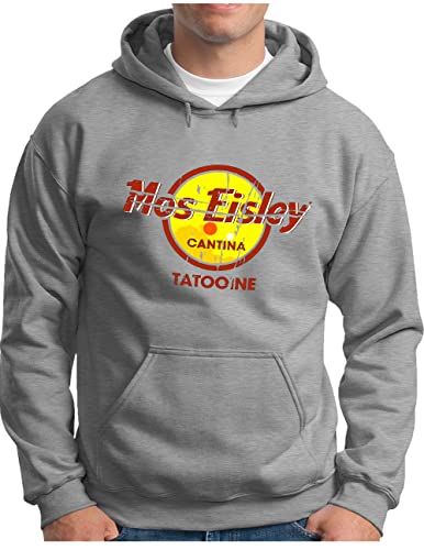 OM3® Mos-Eisley-Cantina-Tatooine Hoodie | Herren | Best Bar in The Universe Vintage Style | Kapuzen-Pullover Grau Meliert, 3XL von OM3