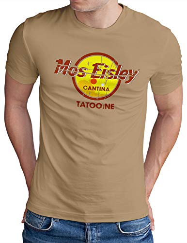 OM3® Mos-Eisley-Cantina-Tatooine T-Shirt | Herren | Best Bar in The Universe Vintage Style | Khaki, XL von OM3