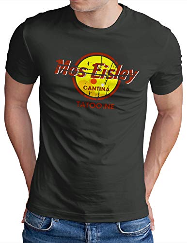 OM3® Mos-Eisley-Cantina-Tatooine T-Shirt - Herren - Best Bar in The Universe Vintage Style - Dark Grey, L von OM3