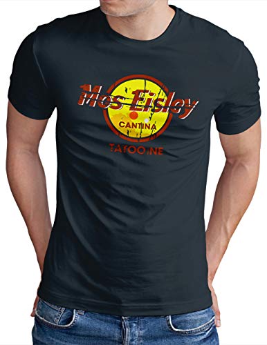 OM3® Mos-Eisley-Cantina-Tatooine T-Shirt - Herren - Best Bar in The Universe Vintage Style - Navy, S von OM3
