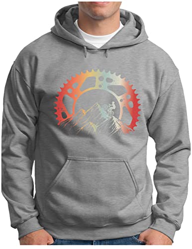 OM3® Mountain Bike Hoodie | Herren | Fahrrad Offroad Mountainbike MTB | Kapuzen-Pullover Grau Meliert, L von OM3