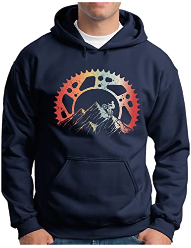 OM3® Mountain Bike Hoodie | Herren | Fahrrad Offroad Mountainbike MTB | Kapuzen-Pullover Navy, 3XL von OM3