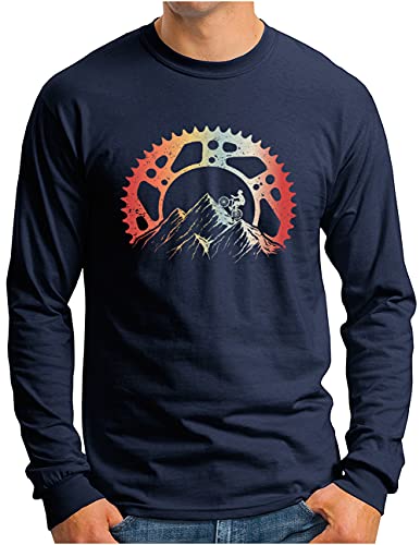 OM3® Mountain Bike Langarm Shirt | Herren | Fahrrad Offroad Mountainbike MTB | Navy, XL von OM3