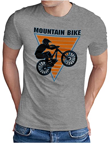 OM3® Mountain Bike T-Shirt | Herren | Fahrrad MTB Bicycle Off-Road Biking Graphic I | Grau Meliert, 4XL von OM3