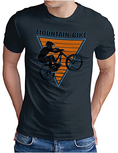 OM3® Mountain Bike T-Shirt | Herren | Fahrrad MTB Bicycle Off-Road Biking Graphic I | Navy, XL von OM3