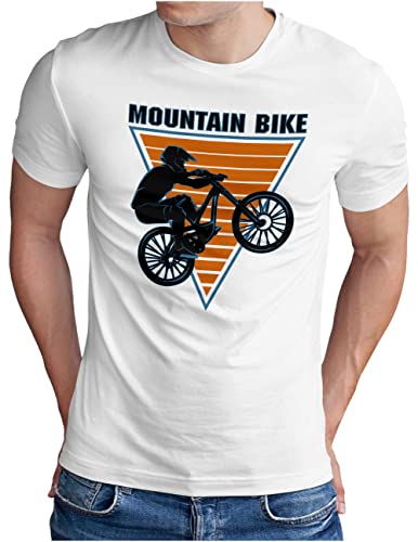 OM3® Mountain Bike T-Shirt | Herren | Fahrrad MTB Bicycle Off-Road Biking Graphic I | Weiß, 4XL von OM3