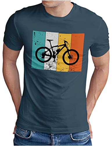 OM3® Mountain Bike T-Shirt | Herren | Fahrrad Retro Style Rad MTB Biking | Denim, XXL von OM3