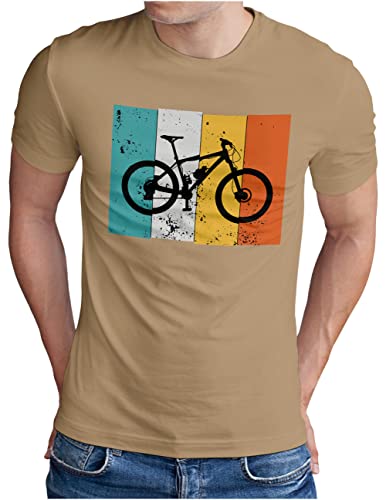 OM3® Mountain Bike T-Shirt | Herren | Fahrrad Retro Style Rad MTB Biking | Khaki, 3XL von OM3