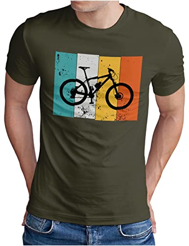 OM3® Mountain Bike T-Shirt | Herren | Fahrrad Retro Style Rad MTB Biking | Oliv, S von OM3