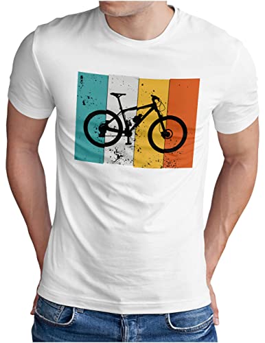 OM3® Mountain Bike T-Shirt | Herren | Fahrrad Retro Style Rad MTB Biking | Weiß, L von OM3