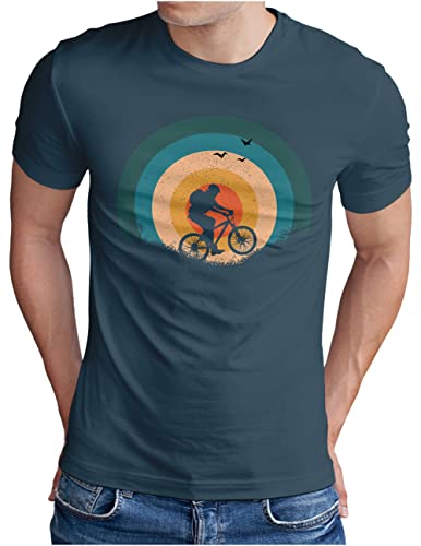 OM3® Mountain Bike T-Shirt mit Fahrrad | Herren | Bicycle Biking MTB Cycling Fahrradfahrer | Denim, L von OM3