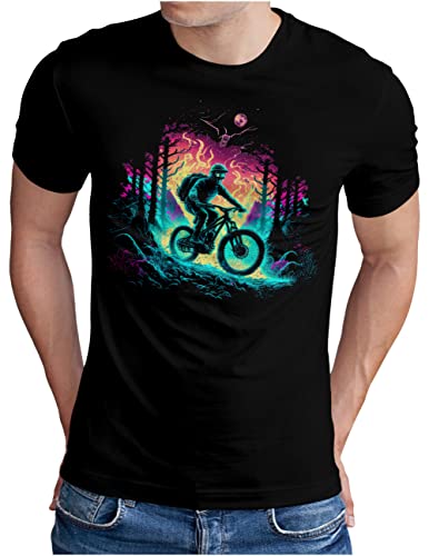 OM3® Mountain Bike T-Shirt mit Fahrrad | Herren | Bicycle Biking Mystic Night MTB | Schwarz, 5XL von OM3