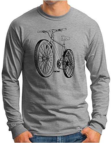 OM3® Mountainbike Langarm Shirt | Herren | Fahrrad MTB Bicycle Biking | Grau Meliert, L von OM3