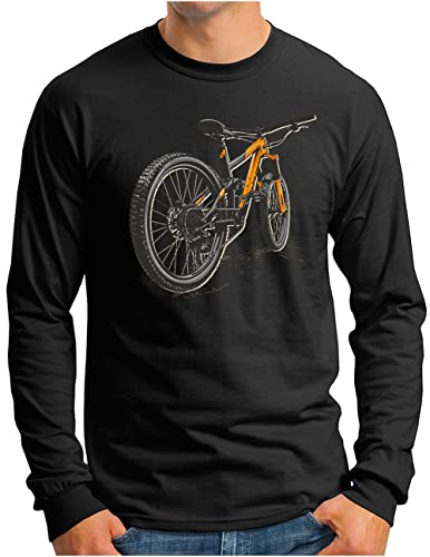 OM3® Mountainbike Langarm Shirt | Herren | Fahrrad MTB Radfahrer Bicycle Biking Graphic | Schwarz, M von OM3