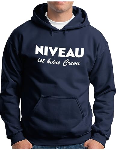 OM3® Niveau ist Keine Creme Hoodie | Herren | Fun Parodie Statement Sarkastisch Spruch | Kapuzen-Pullover Navy, XXL von OM3