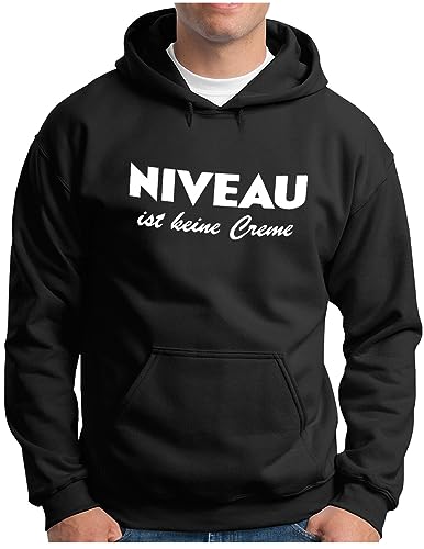 OM3® Niveau ist Keine Creme Hoodie - Herren - Fun Parodie Statement Sarkastisch Spruch - Kapuzen-Pullover Schwarz, 4XL von OM3