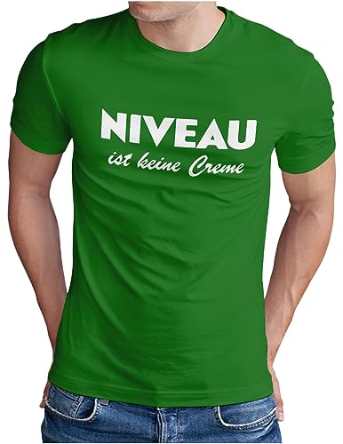 OM3® Niveau ist Keine Creme T-Shirt - Herren - Fun Parodie Statement Sarkastisch Spruch - Grün-WS, XXL von OM3