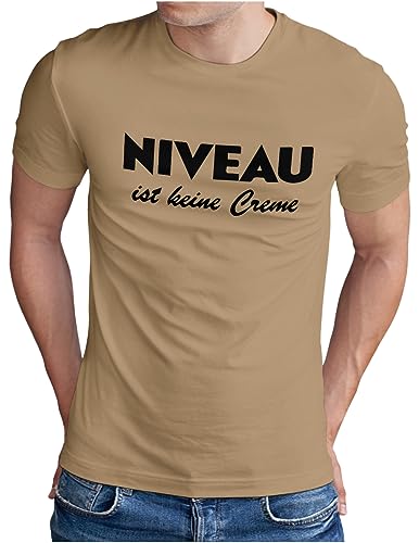 OM3® Niveau ist Keine Creme T-Shirt | Herren | Fun Parodie Statement Sarkastisch Spruch | Khaki, XL von OM3