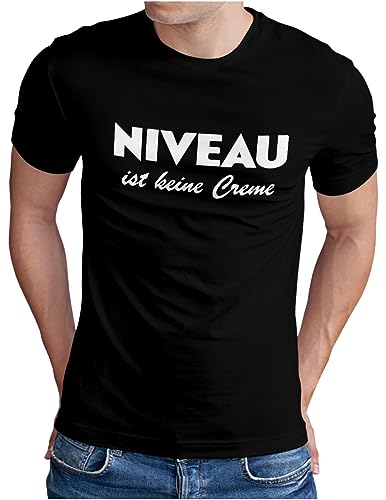 OM3® Niveau ist Keine Creme T-Shirt - Herren - Fun Parodie Statement Sarkastisch Spruch - Schwarz, L von OM3