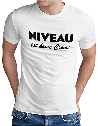 OM3® Niveau ist Keine Creme T-Shirt | Herren | Fun Parodie Statement Sarkastisch Spruch | Weiß, M von OM3