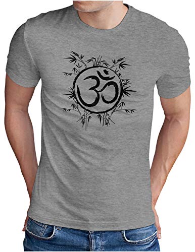 OM3® OM-Symbol-Bamboo T-Shirt | Herren | Yoga Buddha Sign Logo Budda Relax | Grau Meliert, S von OM3