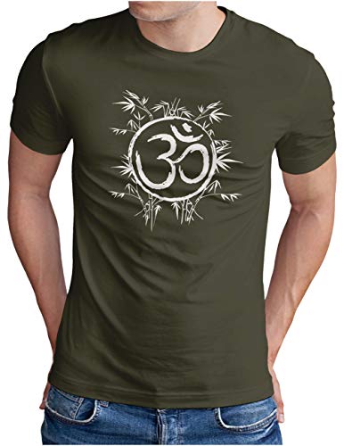 OM3® OM-Symbol-Bamboo T-Shirt | Herren | Yoga Buddha Sign Logo Budda Relax | Oliv-WS, L von OM3