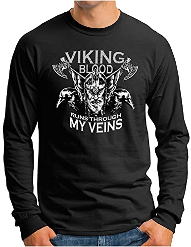 OM3® Odin Wikinger Langarm Shirt | Herren | Warrior Valhalla Viking Blood | Schwarz, XL von OM3