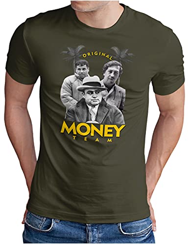 OM3® Original-Money-Team T-Shirt | Herren | Al Capone EL Chapo Pablo Escobar $$$ | Oliv, XL von OM3