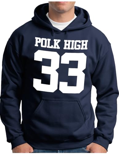 OM3® POLK-HIGH-33 Hoodie | Herren | Al Bundy Kult TV Serie High School American Football | Kapuzen-Pullover Navy, L von OM3