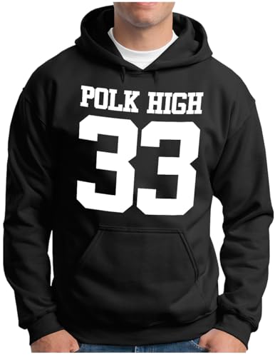 OM3® POLK-HIGH-33 Hoodie | Herren | Al Bundy Kult TV Serie High School American Football | Kapuzen-Pullover Schwarz, XXL von OM3