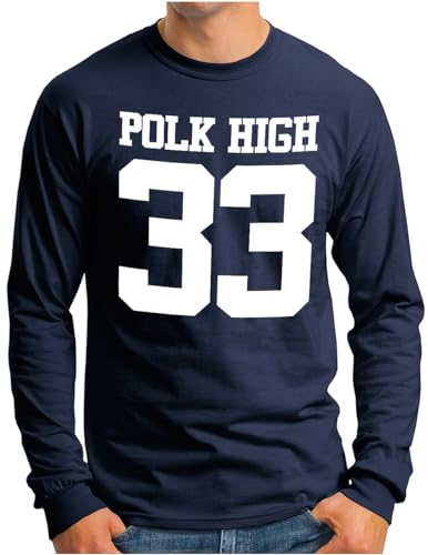 OM3® POLK-HIGH-33 Langarm Shirt | Herren | Al Bundy Kult TV Serie High School American Football | Navy, M von OM3