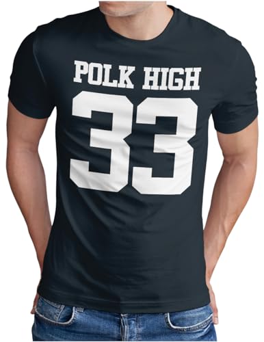 OM3® POLK-HIGH-33 T-Shirt - Herren - Al Bundy Kult TV Serie High School American Football - Navy, XL von OM3