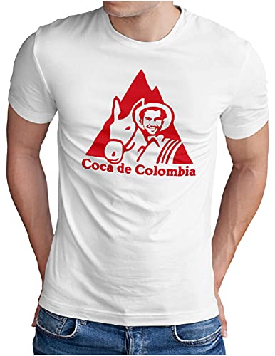 OM3® Pablo-Coca-de-Colombia T-Shirt | Herren | EL Chapo Legende Icon Parody | Weiß, XL von OM3