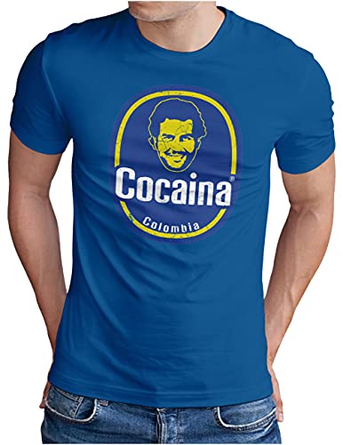 OM3® Pablo-Cocaina T-Shirt | Herren | Bananas De Colombia Kokain Fun Parody | Royal Blau, L von OM3