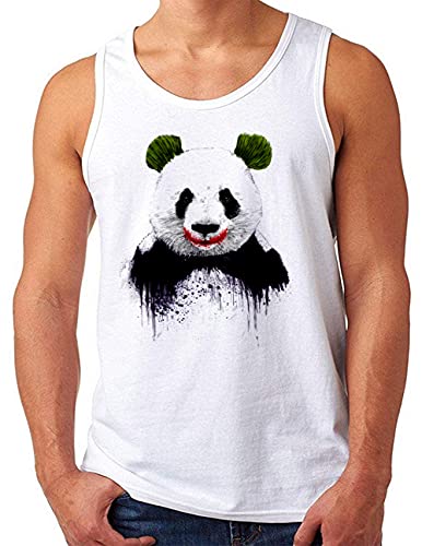 OM3® Panda Bär Joker Tank Top Shirt | Herren | Pandabär Film Movie Parody | Weiß, 3XL von OM3