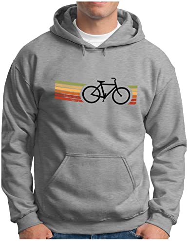 OM3® Retro Bicycle Hoodie | Herren | Cycling Cyclist Biking Fahrrad Radfahrer | Kapuzen-Pullover Grau Meliert, M von OM3