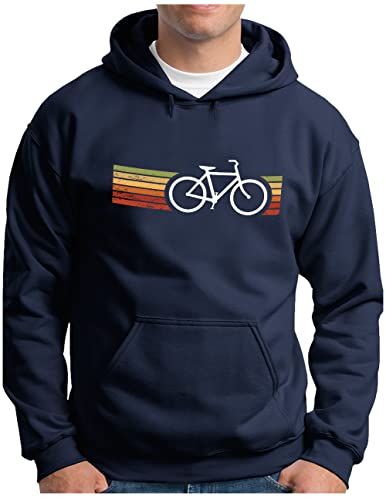 OM3® Retro Bicycle Hoodie | Herren | Cycling Cyclist Biking Fahrrad Radfahrer | Kapuzen-Pullover Navy, 4XL von OM3