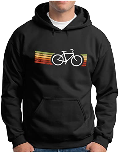 OM3® Retro Bicycle Hoodie | Herren | Cycling Cyclist Biking Fahrrad Radfahrer | Kapuzen-Pullover Schwarz, 3XL von OM3