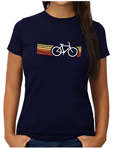 OM3® Retro Bicycle T-Shirt | Damen | Cycling Cyclist Biking Fahrrad Radfahrer | M, Navy von OM3